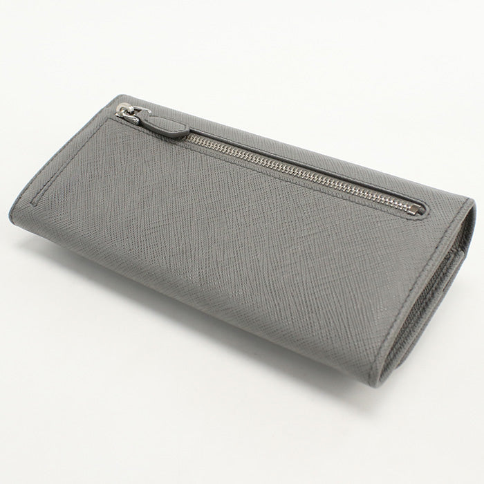 PRADA 1MH132 ZLP F0PGW Saffiano Multicolor Purse double coin leather Gray Women