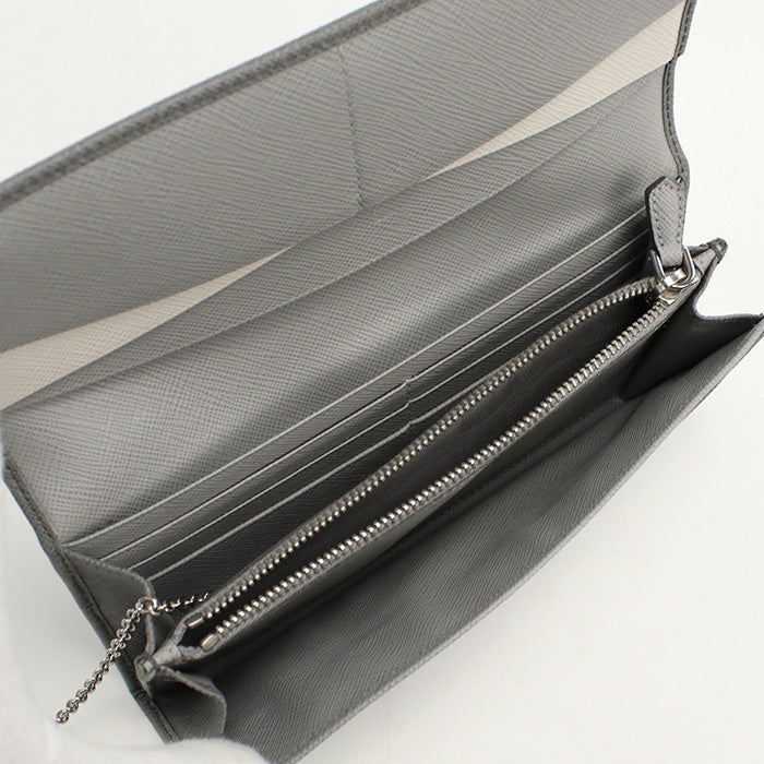 PRADA 1MH132 ZLP F0PGW Saffiano Multicolor Purse double coin leather Gray Women