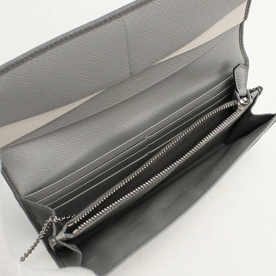 PRADA 1MH132 ZLP F0PGW Saffiano Multicolor Purse double coin leather Gray Women