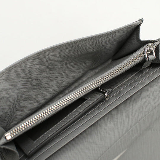 PRADA 1MH132 ZLP F0PGW Saffiano Multicolor Purse double coin leather Gray Women