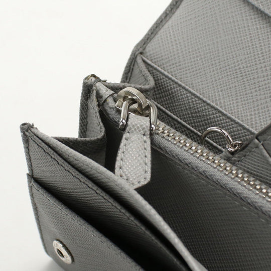 PRADA 1MH132 ZLP F0PGW Saffiano Multicolor Purse double coin leather Gray Women