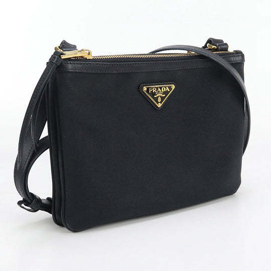 PRADA 1BH048 Shoulder Bag Diagonal Shoulder Bag canvas/leather black Women