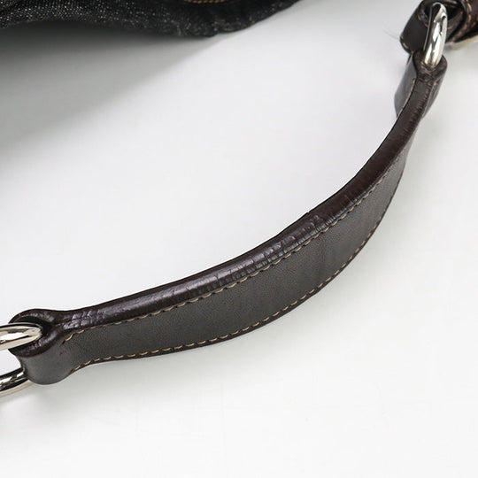 PRADA BR3394 Shoulder bag Logo embroidery One Shoulder Bag denim, leather black Women