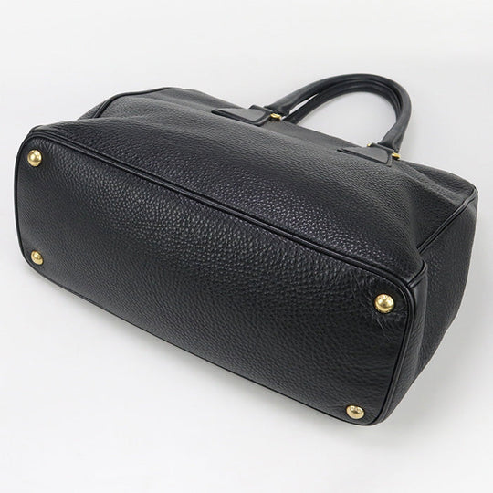 PRADA BN2420 Tote Bag W zip handbag leather black Women