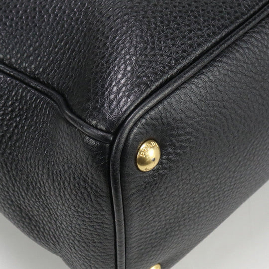 PRADA BN2420 Tote Bag W zip handbag leather black Women