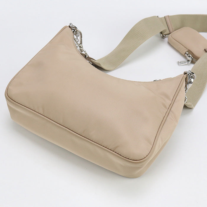 PRADA 1BH204 Re-Nylon Bags Re-Edition 2005 Diagonal shoulder bag beige Women
