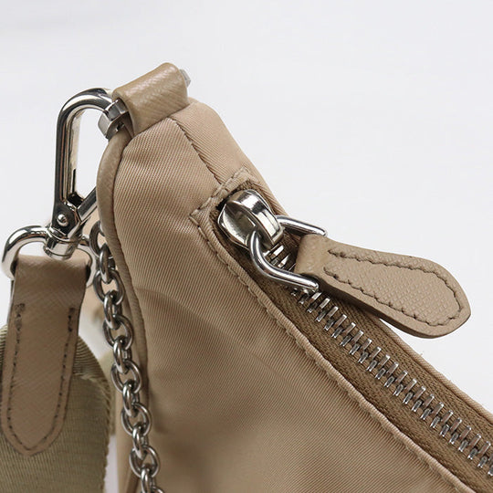 PRADA 1BH204 Re-Nylon Bags Re-Edition 2005 Diagonal shoulder bag beige Women