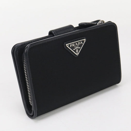 PRADA 1ML225 074 F0002 Bi-fold wallet Triangle Wallet/Folding Wallet Nylon black Women