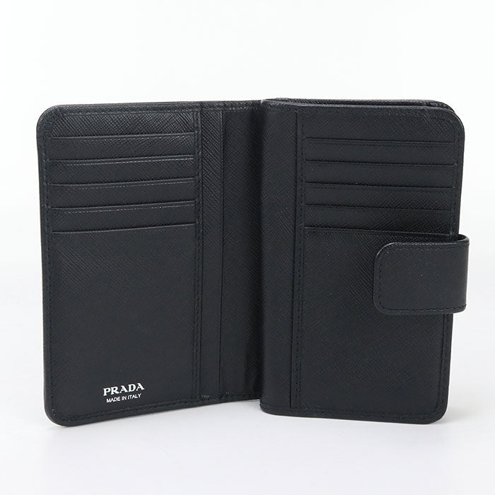 PRADA 1ML225 074 F0002 Bi-fold wallet Triangle Wallet/Folding Wallet Nylon black Women