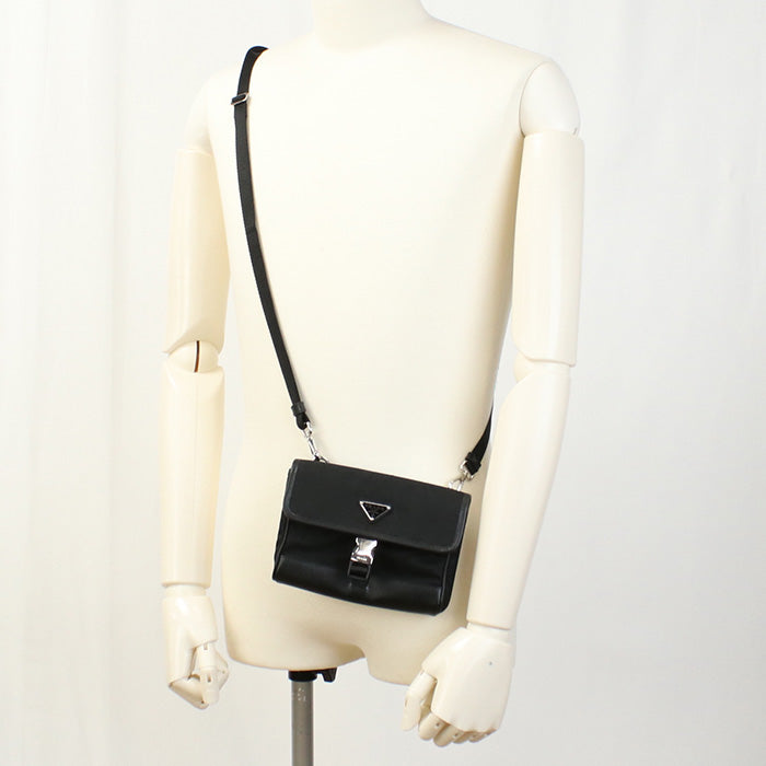 PRADA 2ZH108 Shoulder bag Re-NyloNx Saffiano Smartphone case Nylon, leather black unisex