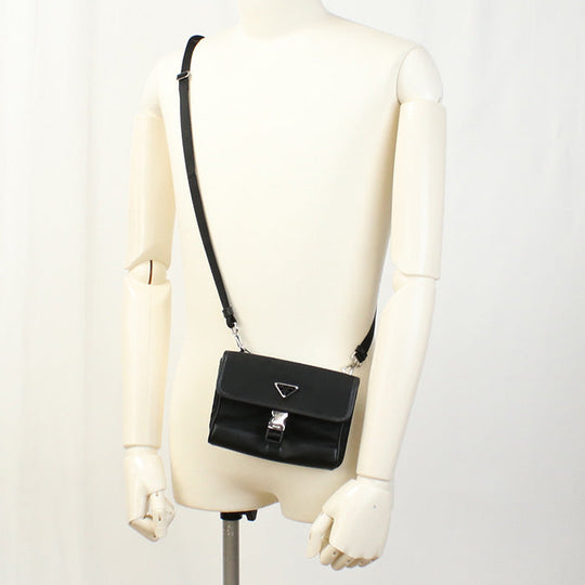 PRADA 2ZH108 Shoulder bag Re-NyloNx Saffiano Smartphone case Nylon, leather black unisex