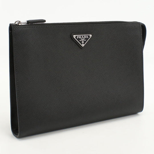 PRADA 2VF030 Clutch bag Safiano Second bag leather black mens