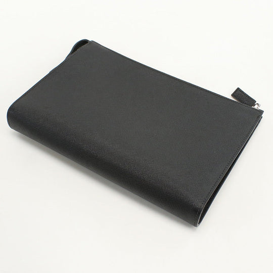 PRADA 2VF030 Clutch bag Safiano Second bag leather black mens