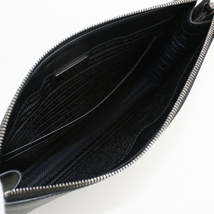 PRADA 2VF030 Clutch bag Safiano Second bag leather black mens