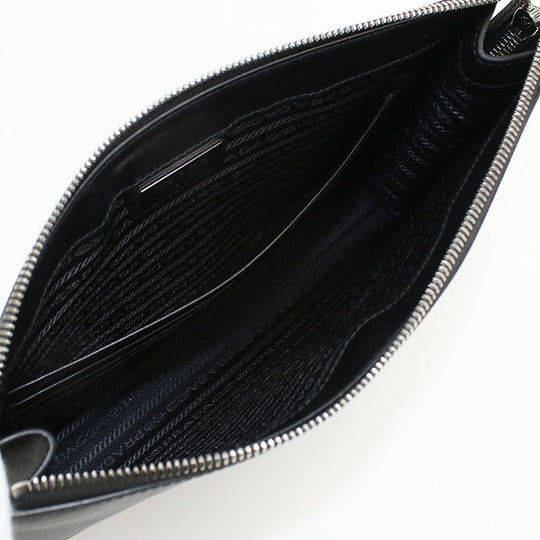 PRADA 2VF030 Clutch bag Safiano Second bag leather black mens