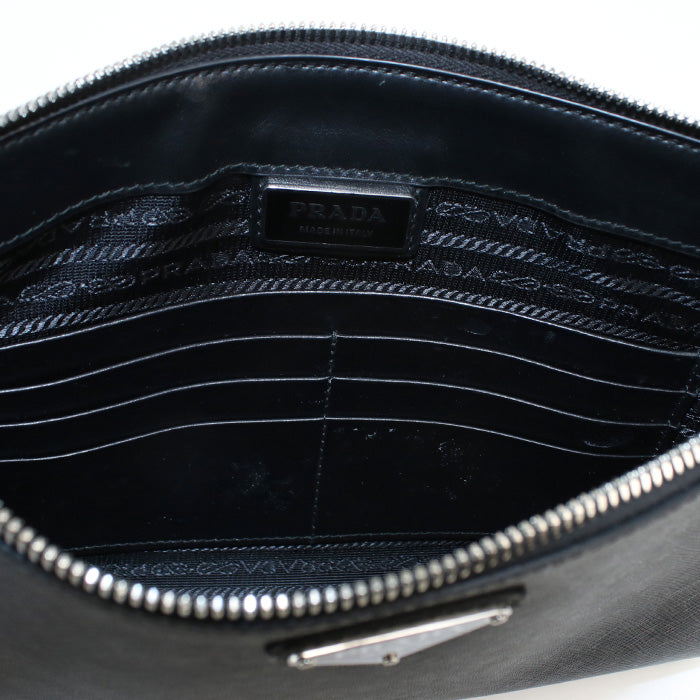 PRADA 2VF030 Clutch bag Safiano Second bag leather black mens