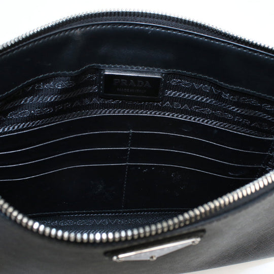 PRADA 2VF030 Clutch bag Safiano Second bag leather black mens