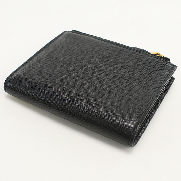 PRADA 1ML024 QWA F0002 Bi-fold wallet Safiano Flap wallet leather black Women