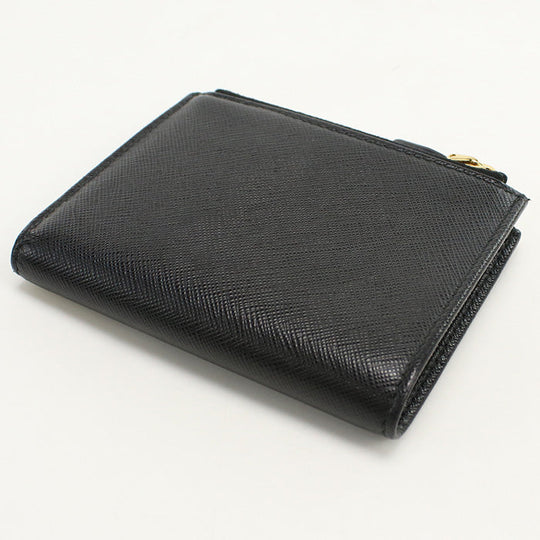 PRADA 1ML024 QWA F0002 Bi-fold wallet Safiano Flap wallet leather black Women