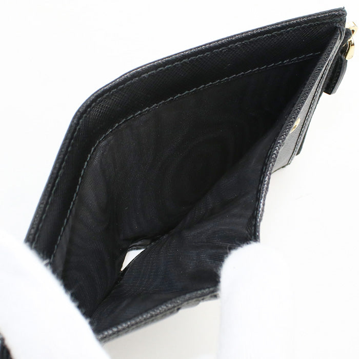 PRADA 1ML024 QWA F0002 Bi-fold wallet Safiano Flap wallet leather black Women