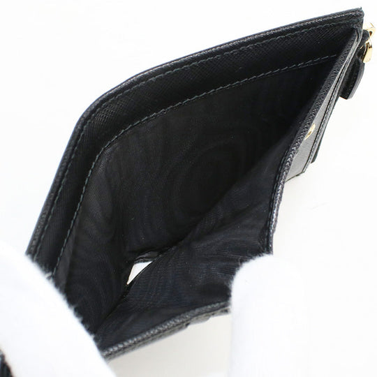 PRADA 1ML024 QWA F0002 Bi-fold wallet Safiano Flap wallet leather black Women