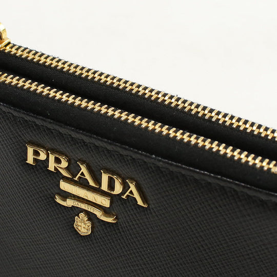 PRADA 1ML024 QWA F0002 Bi-fold wallet Safiano Flap wallet leather black Women
