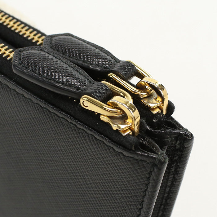 PRADA 1ML024 QWA F0002 Bi-fold wallet Safiano Flap wallet leather black Women