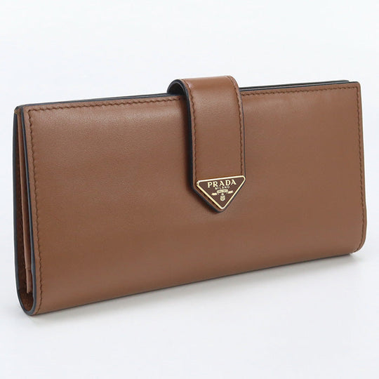 PRADA 1MV025 2CNP Long Wallet City Calf Tab Wallet Flap wallet leather Brown unisex