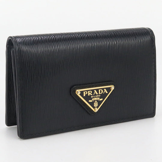 PRADA 1MC122 Business card holder Safiano Triangle Card Case leather black unisex