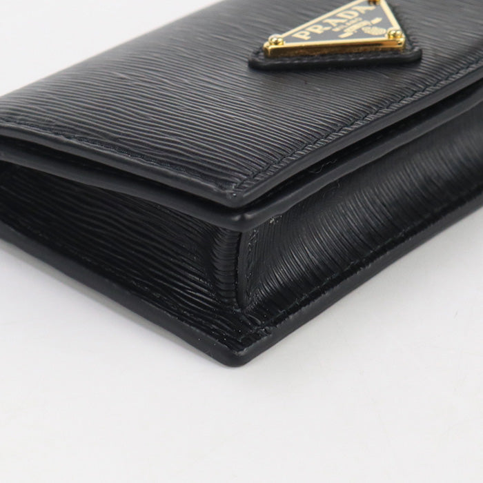 PRADA 1MC122 Business card holder Safiano Triangle Card Case leather black unisex
