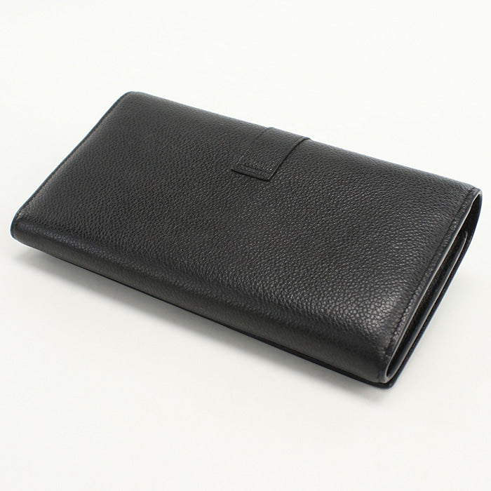 SAINT LAURENT 414567 Long wallet YSL line Large flap wallet leather black Women