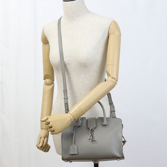 SAINT LAURENT LTH424868 Handbag Baby mosquito bus 2way handbag leather gray Women
