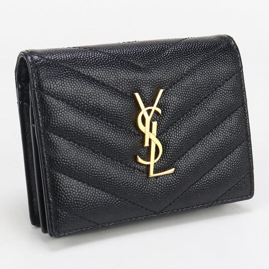 SAINT LAURENT SL89281 Monogram wallet Folded wallet Calfskin Black Women